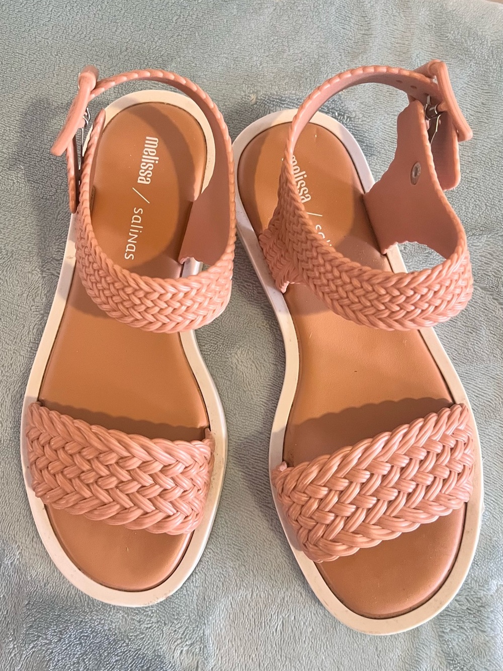 Melissa Salinas Pink Braided Ankle-Strap Sandals